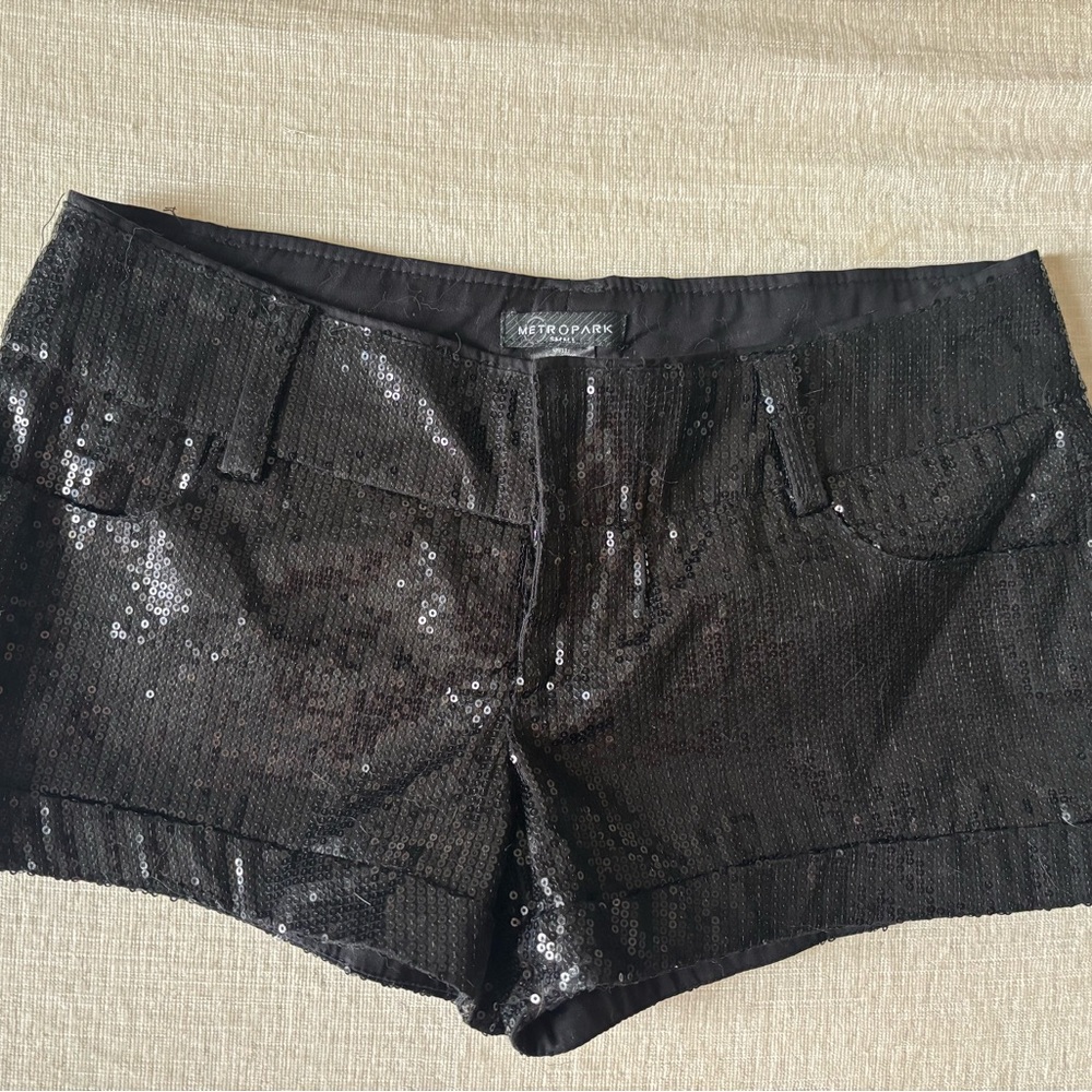 Metropark low waisted micro Black Sequin Shorts